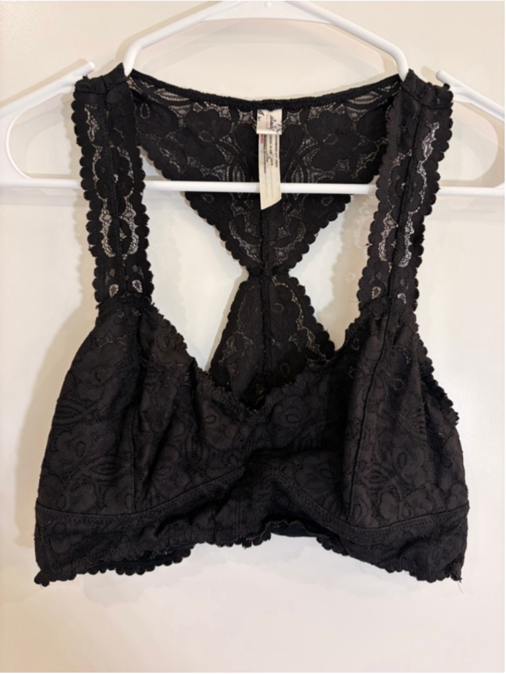 Intimately Free People Galloon Lace Racerback Bralette Black Medium EUC